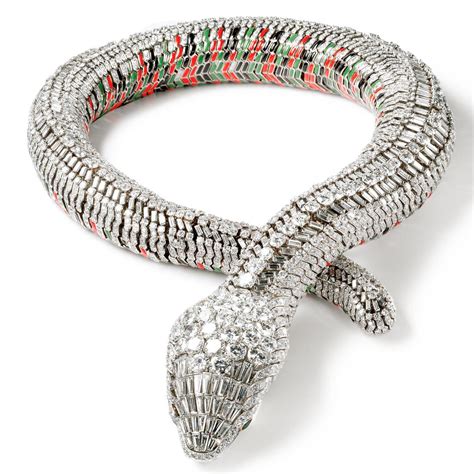 cartier diamond snake necklace.